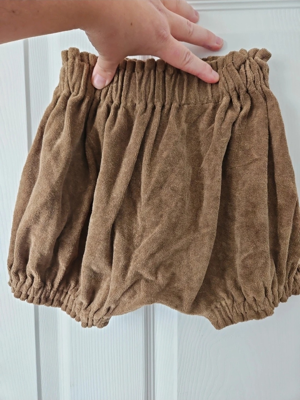 Girls' Terry Bubble Shorts in Tan